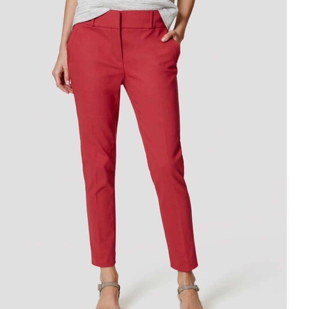 LOFT Red Cropped Ankle pants
